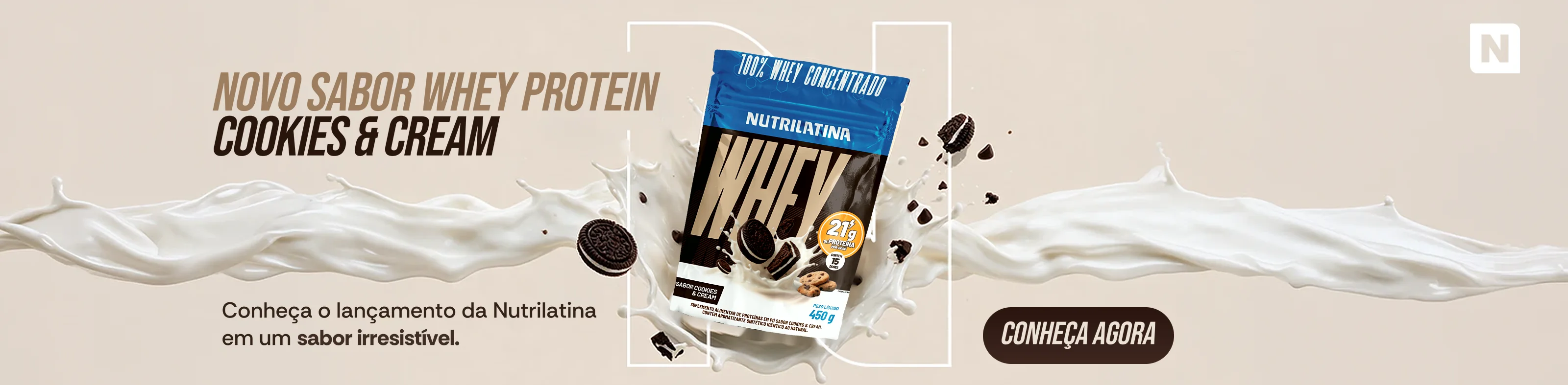 Novo sabor Whey Protein Cookies & Cream Nutrilatina