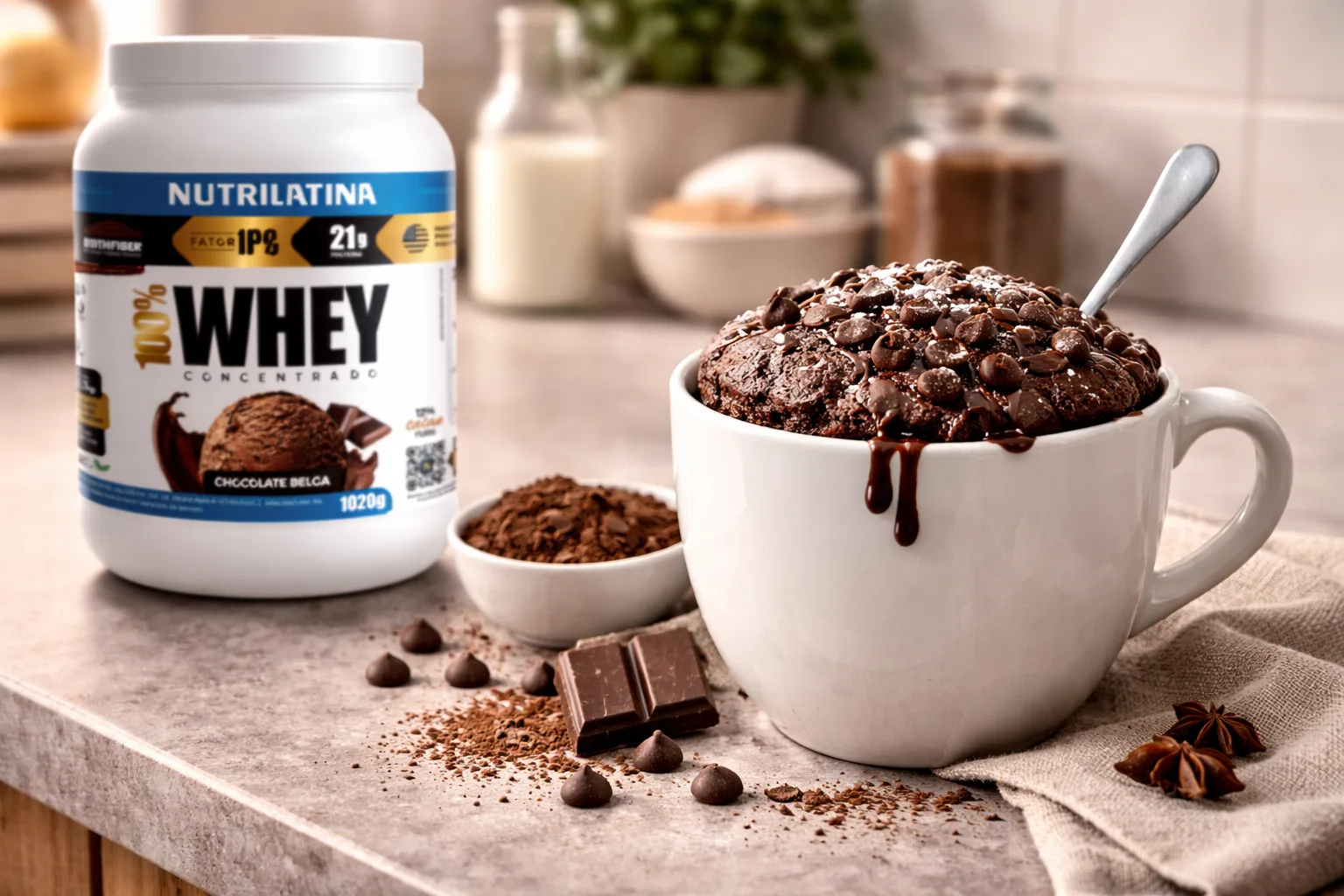 Bolinho de caneca com whey: pronto em 3 minutos