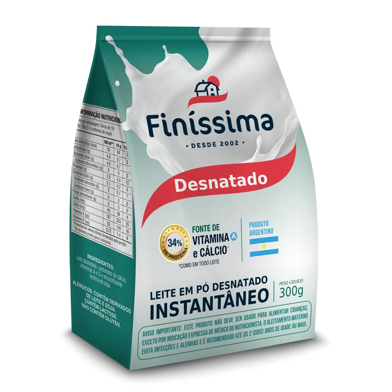 Leite em Pó Desnatado Inst Vitaminado Finíssima - 300g
