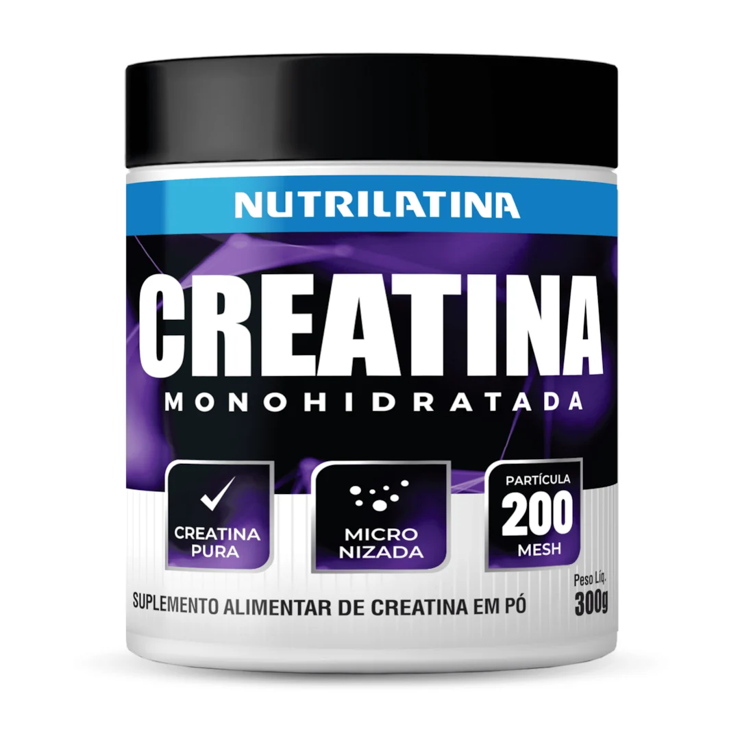 Pote de Creatina Monohidratada e Micronizada Nutrilatina 300 g